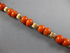 ANTIQUE LARGE & LONG AAA CORAL 14KT YELLOW GOLD 3D BEAD CLASSIC FUN BRACELET
