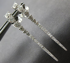 ESTATE .87CT DIAMOND 18KT WHITE GOLD 3D CLASSIC ROUND GRADUATING DROP EARRINGS