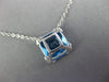 3.03CT DIAMOND & AAA BLUE TOPAZ 14K WHITE GOLD CUSHION & ROUND FILIGREE NECKLACE