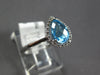 1.17CT DIAMOND & AAA BLUE TOPAZ 14K WHITE GOLD PEAR SHAPE & ROUND HALO LOVE RING
