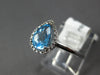 1.17CT DIAMOND & AAA BLUE TOPAZ 14K WHITE GOLD PEAR SHAPE & ROUND HALO LOVE RING