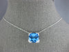 3.03CT DIAMOND & AAA BLUE TOPAZ 14K WHITE GOLD CUSHION & ROUND FILIGREE NECKLACE