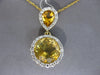 4.56CT DIAMOND & AAA CITRINE 14K YELLOW GOLD ROUND & PEAR SHAPE FILIGREE PENDANT