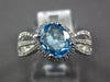 1.38CT DIAMOND & AAA BLUE TOPAZ 14KT WHITE GOLD OVAL & ROUND MULTI ROW FUN RING