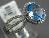 1.38CT DIAMOND & AAA BLUE TOPAZ 14KT WHITE GOLD OVAL & ROUND MULTI ROW FUN RING