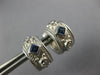 WIDE .6CT DIAMOND & AAA SAPPHIRE 18K WHITE GOLD PRINCESS & ROUND HUGGIE EARRINGS