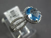 1.38CT DIAMOND & AAA BLUE TOPAZ 14KT WHITE GOLD OVAL & ROUND MULTI ROW FUN RING