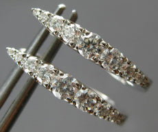 ESTATE .55CT DIAMOND 18KT WHITE GOLD 3D OVAL LEVERBACK HUGGIE HANGING EARRINGS