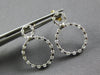 .75CT DIAMOND 14KT 2 TONE GOLD 3D ETOILE CIRCULAR SIDEWAYS HOOP HANGING EARRINGS