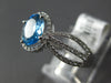 1.38CT DIAMOND & AAA BLUE TOPAZ 14KT WHITE GOLD OVAL & ROUND MULTI ROW FUN RING
