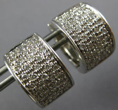 ESTATE WIDE .75CT DIAMOND 18KT WHITE GOLD 3D MULTI ROW CLASSIC HUGGIE EARRINGS