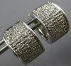 ESTATE WIDE .75CT DIAMOND 18KT WHITE GOLD 3D MULTI ROW CLASSIC HUGGIE EARRINGS