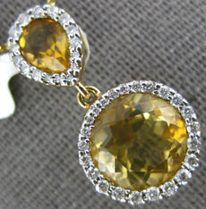 4.56CT DIAMOND & AAA CITRINE 14K YELLOW GOLD ROUND & PEAR SHAPE FILIGREE PENDANT
