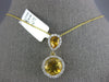 4.56CT DIAMOND & AAA CITRINE 14K YELLOW GOLD ROUND & PEAR SHAPE FILIGREE PENDANT
