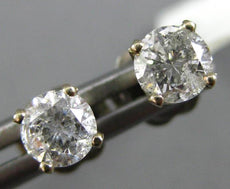 ESTATE .60CT DIAMOND 14KT WHITE GOLD 3D ROUND CLASSIC STUD EARRINGS #587