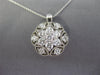 LARGE 1CT DIAMOND 14KT WHITE GOLD STAR FLOWER FILIGREE MILGRAIN FLOATING PENDANT