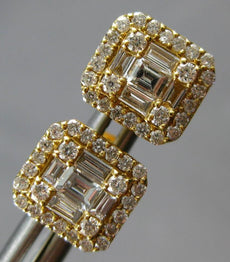 .54CT DIAMOND 18KT YELLOW GOLD 3D ROUND & BAGUETTE SQUARE HEXAGON STUD EARRINGS