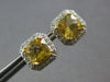4.13CT DIAMOND & AAA CITRINE 14KT YELLOW GOLD 3D CUSHION OCTAGON STUD EARRINGS