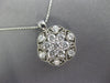 LARGE 1CT DIAMOND 14KT WHITE GOLD STAR FLOWER FILIGREE MILGRAIN FLOATING PENDANT