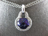 ESTATE LARGE 10.15CT DIAMOND & AAA AMETHYST 18KT WHITE GOLD ROUND HALO PENDANT