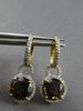 3.95CT DIAMOND & AAA SMOKY TOPAZ 14KT YELLOW GOLD 3D ROUND HALO HANGING EARRINGS