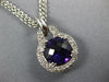 ESTATE LARGE 10.15CT DIAMOND & AAA AMETHYST 18KT WHITE GOLD ROUND HALO PENDANT