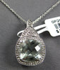 4.06CT DIAMOND & AAA GREEN AMETHYST 14KT WHITE GOLD 3D SQUARE FLOATING PENDANT