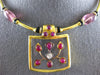 ANTIQUE 17.85CT OLD MINE DIAMOND RUBY & QUARTZ 18K YELLOW GOLD CHOKER NECKLACE