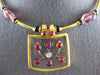 ANTIQUE 17.85CT OLD MINE DIAMOND RUBY & QUARTZ 18K YELLOW GOLD CHOKER NECKLACE