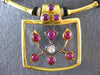 ANTIQUE 17.85CT OLD MINE DIAMOND RUBY & QUARTZ 18K YELLOW GOLD CHOKER NECKLACE