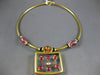 ANTIQUE 17.85CT OLD MINE DIAMOND RUBY & QUARTZ 18K YELLOW GOLD CHOKER NECKLACE