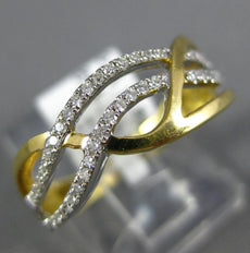 ESTATE .17CT DIAMOND 18KT WHITE & YELLOW GOLD 3D MULTI ROW WAVE FUN RING