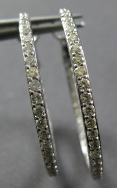 1.46CT DIAMOND 14KT WHITE GOLD 3D CLASSIC 2MM INSIDE OUT HOOP HANGING EARRINGS