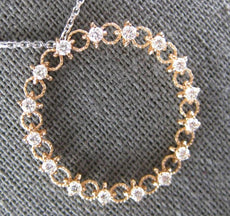 .48CT DIAMOND 14KT WHITE & ROSE GOLD 3D FILIGREE CIRCLE OF LIFE LOVE PENDANT