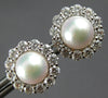 LARGE 1.69CT DIAMOND & AAA SOUTH SEA PEARL 14KT WHITE GOLD FLOWER STUD EARRINGS