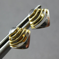 ESTATE SMALL 14KT WHITE AND YELLOW GOLD 3D CLASSIC SQUARE STUD EARRINGS #27040
