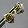 ESTATE SMALL 14KT WHITE AND YELLOW GOLD 3D CLASSIC SQUARE STUD EARRINGS #27040