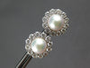 LARGE 1.69CT DIAMOND & AAA SOUTH SEA PEARL 14KT WHITE GOLD FLOWER STUD EARRINGS