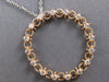 .48CT DIAMOND 14KT WHITE & ROSE GOLD 3D FILIGREE CIRCLE OF LIFE LOVE PENDANT