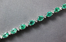 4.17CT DIAMOND & AAA EMERALD 18K WHITE GOLD CLASSIC OVAL & ROUND TENNIS BRACELET