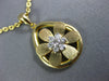 ESTATE .19CT DIAMOND 18KT YELLOW GOLD 3D FLOWER OPEN TEAR DROP PENDANT