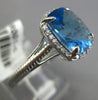 ESTATE 2.59CT DIAMOND & AAA BLUE TOPAZ 14KT WHITE GOLD CUSHION & ROUND FUN RING
