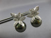 LARGE 1.03CT DIAMOND & AAA TAHITIAN PEARL 18K WHITE GOLD FLOWER HANGING EARRINGS