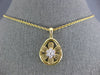 ESTATE .19CT DIAMOND 18KT YELLOW GOLD 3D FLOWER OPEN TEAR DROP PENDANT