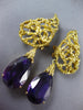 ANTIQUE EXTRA LARGE 22.0CT AAA AMETHYST 14KT YELLOW GOLD 3D PEAR SHAPE EARRINGS