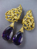ANTIQUE EXTRA LARGE 22.0CT AAA AMETHYST 14KT YELLOW GOLD 3D PEAR SHAPE EARRINGS