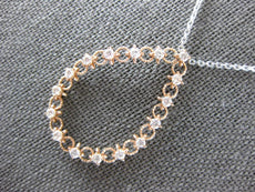 .48CT DIAMOND 14KT WHITE & ROSE GOLD FILIGREE OPEN TEAR DROP LOVE FUN PENDANT