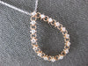 .48CT DIAMOND 14KT WHITE & ROSE GOLD FILIGREE OPEN TEAR DROP LOVE FUN PENDANT