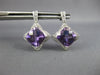 ESTATE 4.25CT DIAMOND & AAA AMETHYST 14K WHITE GOLD FLOWER STAR HANGING EARRINGS