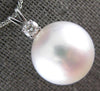 LARGE .12CT DIAMOND & AAA SOUTH SEA PEARL 18KT WHITE GOLD 3D SOLITAIRE PENDANT
